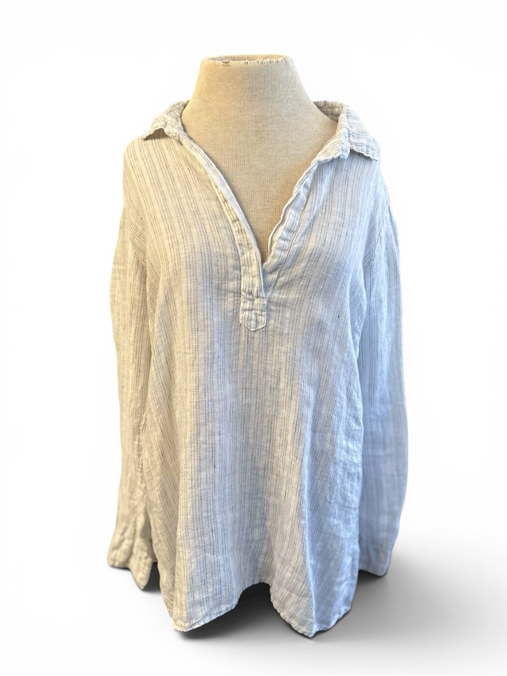 CP Shades Light Gray Textured V-Neck Tunic oversized linen cozy
